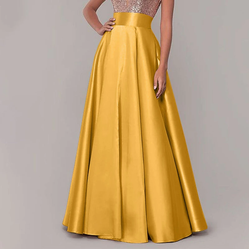 (image for) ZANZEA Stylish Women High Waist A-line Long Skirts Summer OL Work Skirt Jupe Female Solid Party Maxi Skirts Faldas Saia