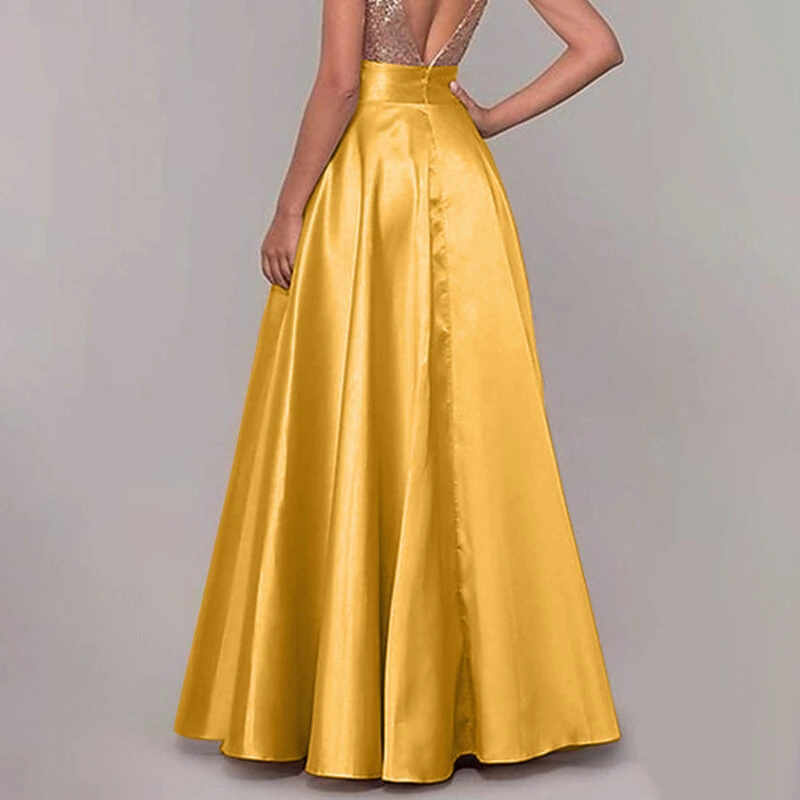(image for) ZANZEA Stylish Women High Waist A-line Long Skirts Summer OL Work Skirt Jupe Female Solid Party Maxi Skirts Faldas Saia